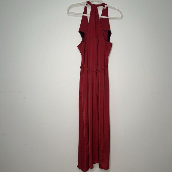 Banana Republic Dress Womens Large Maxi Belted Red Criss Cross Back Gown Formal - Picture 8 of 9